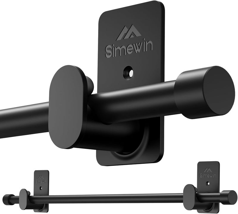 SIMEWIN Curtain Rods No Drilling for Windows 30 to 120 Inches,5/8 Inch Diameter No Drill Small Curtain Rod Set with 3M Adhesive Brackets, Black - Image 1